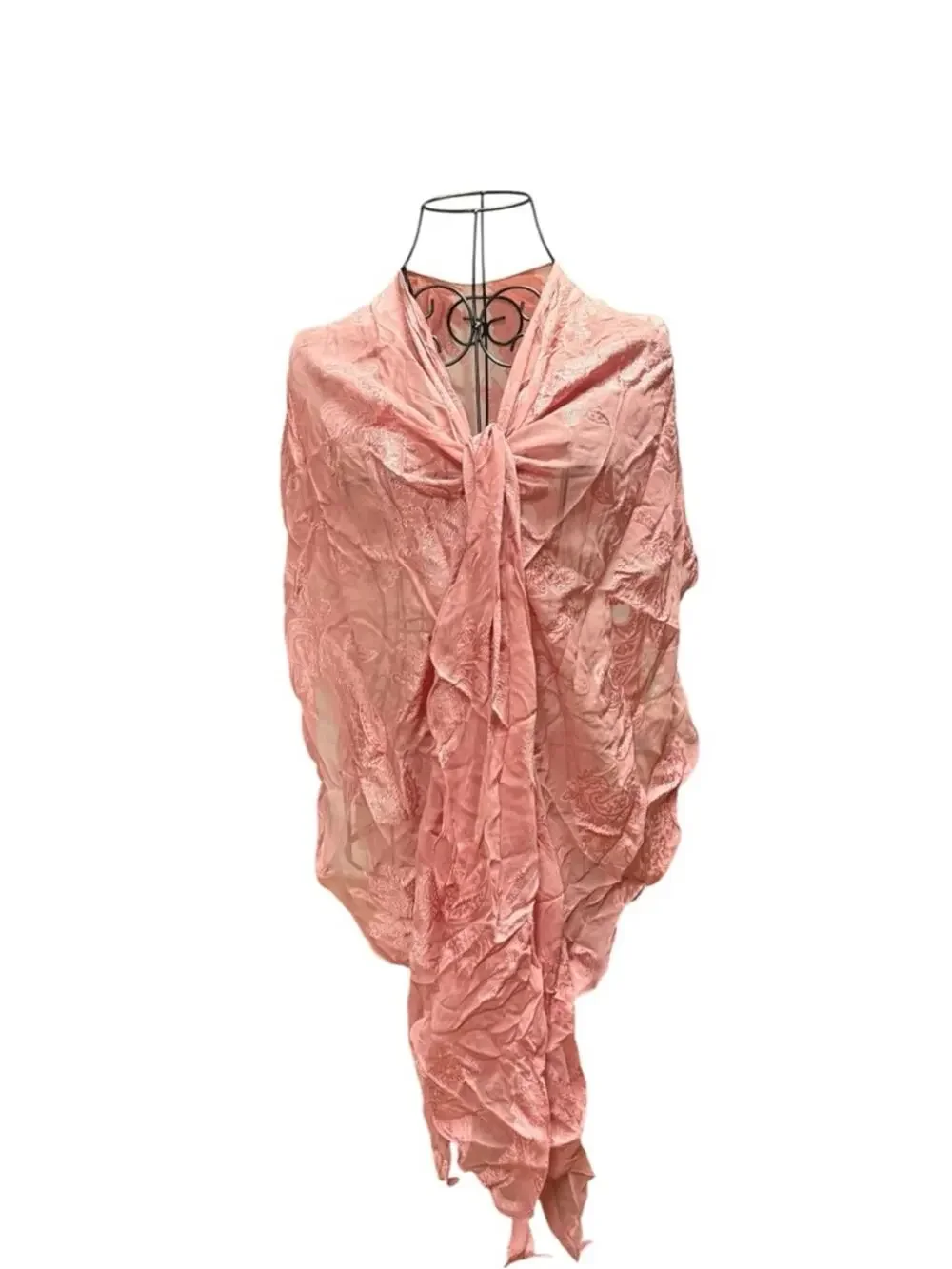 Lightweight Silky Pink Lace Shawl Scarf